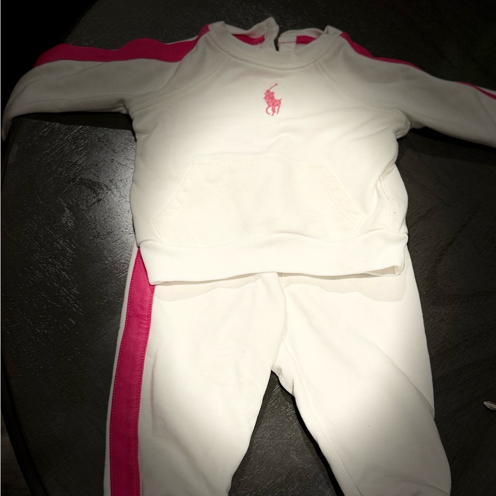 Ralph Lauren Kids White and Pink Tracksuit